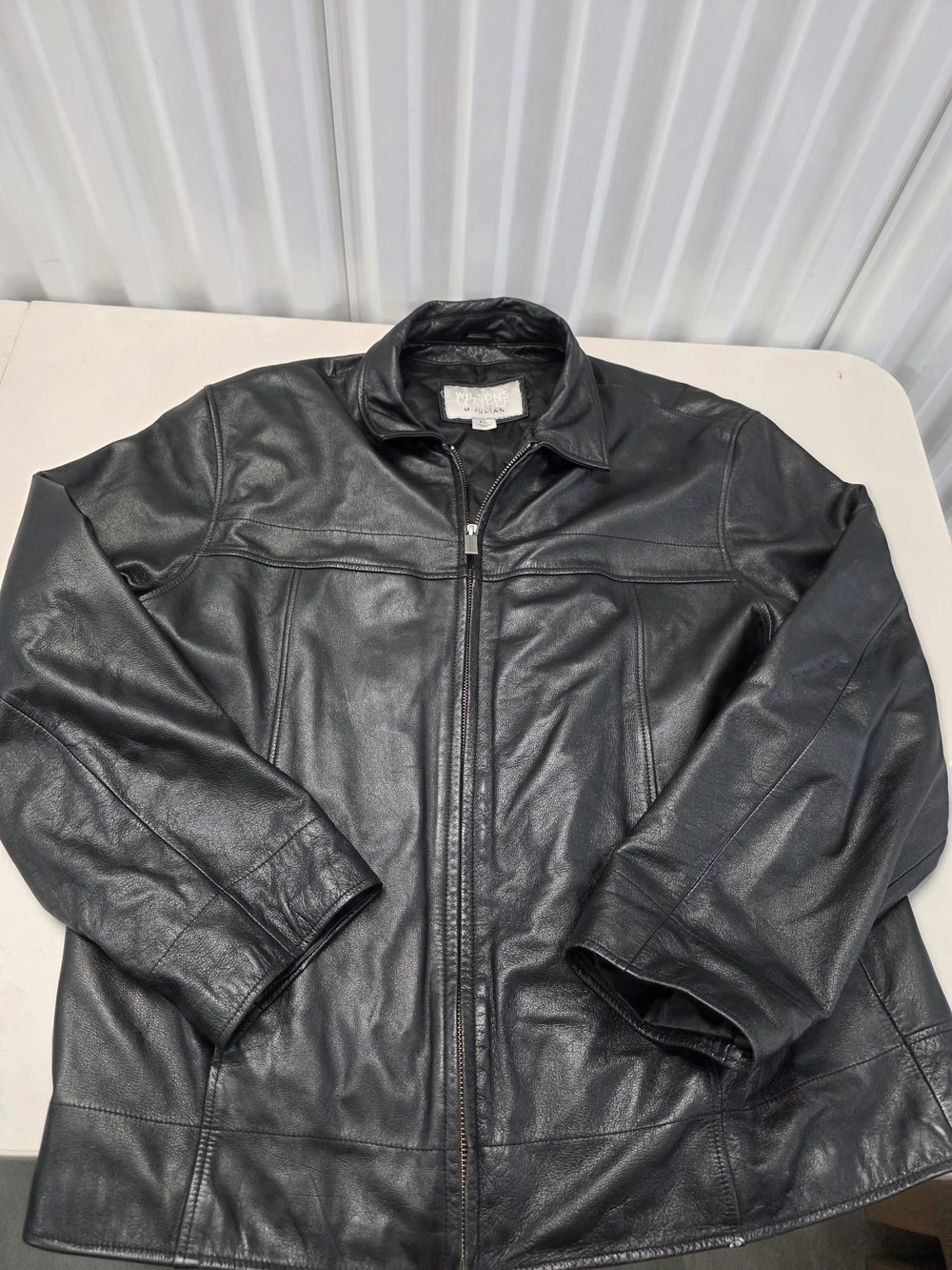Vintage Wilsons Leather M. Julian Men's XL Black Leather Zip-Up Car Coat Jacket